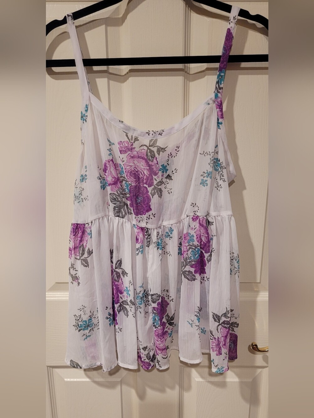 torrid Cream Floral Sleeveless Top with Purple and Teal Accents
